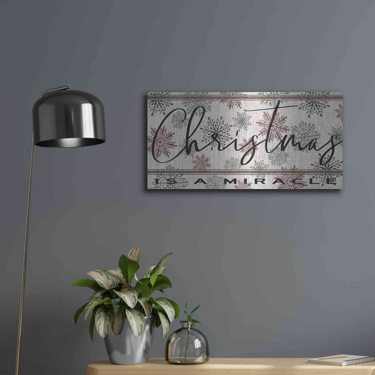 Luxe Metal Art 'Christmas is a Miracle' by Cindy Jacobs, Metal Wall Art,24x12