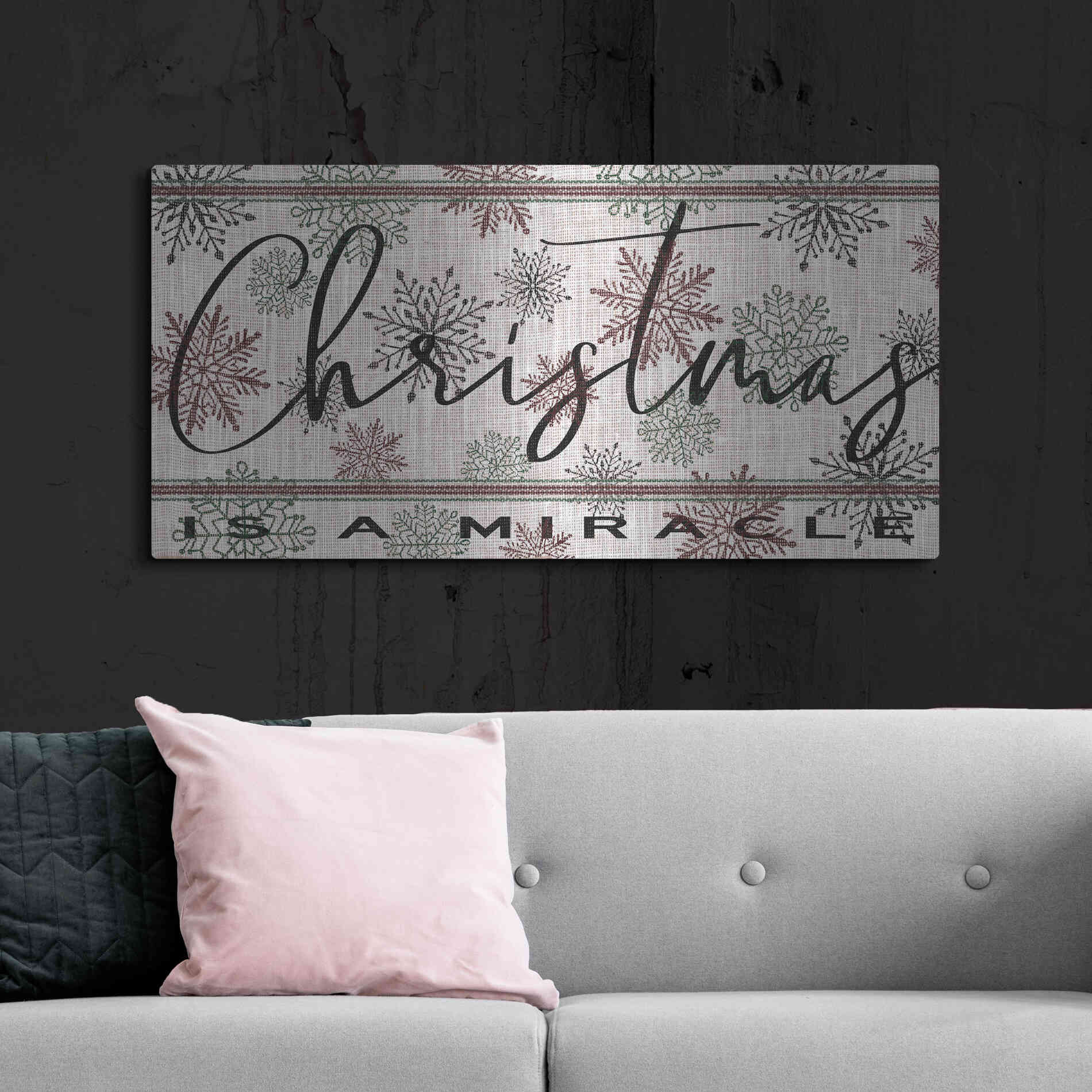 Luxe Metal Art 'Christmas is a Miracle' by Cindy Jacobs, Metal Wall Art,48x24