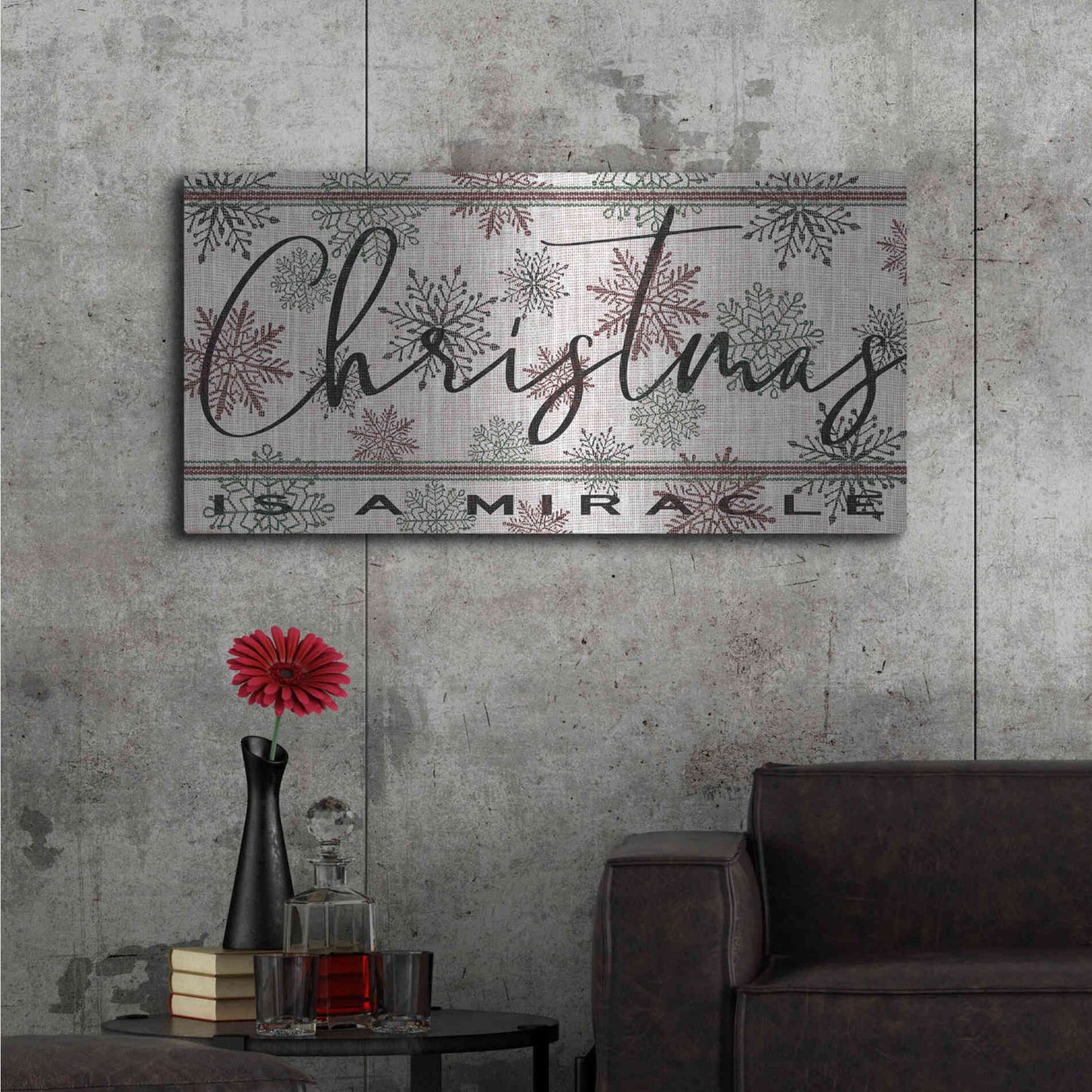 Luxe Metal Art 'Christmas is a Miracle' by Cindy Jacobs, Metal Wall Art,48x24