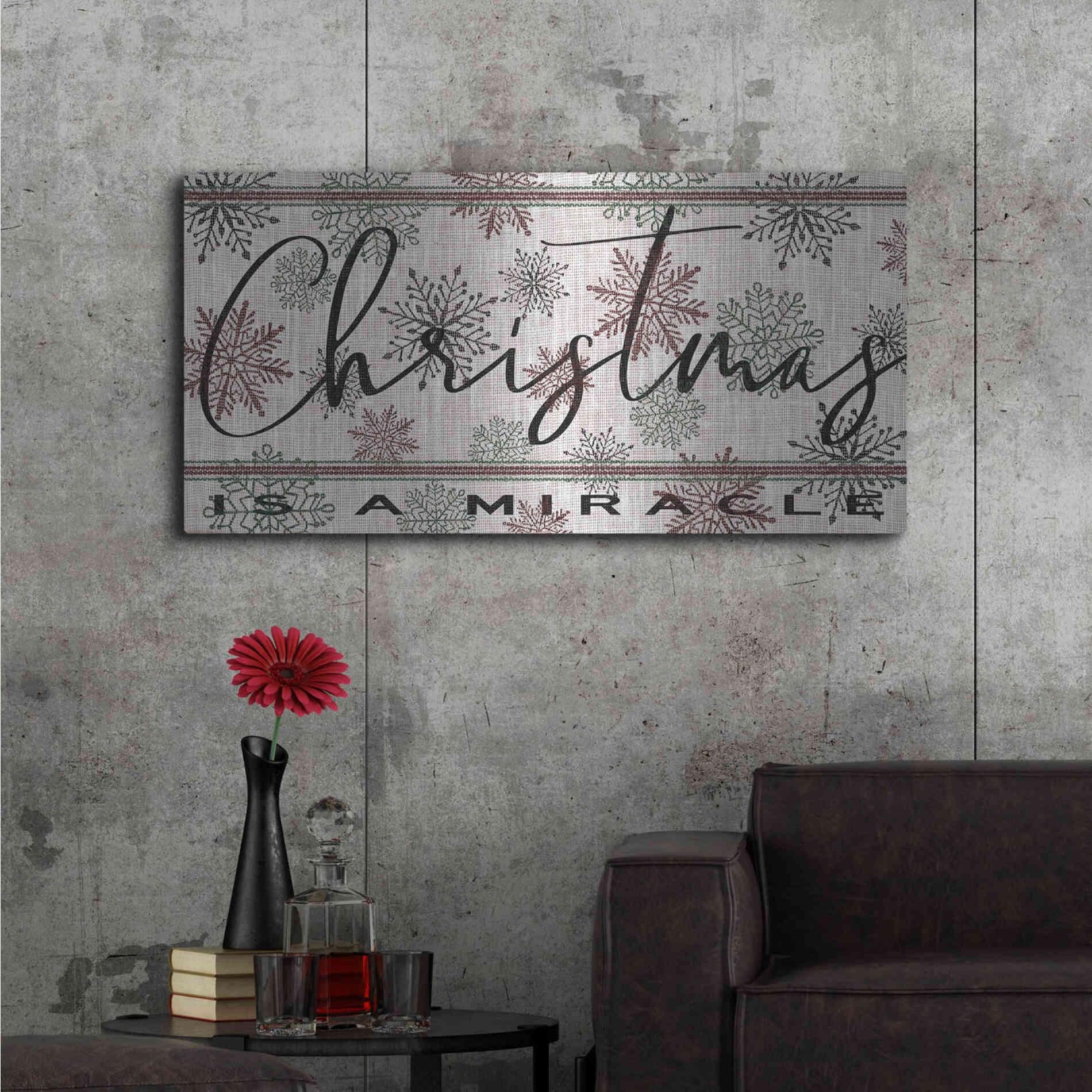 Luxe Metal Art 'Christmas is a Miracle' by Cindy Jacobs, Metal Wall Art,48x24