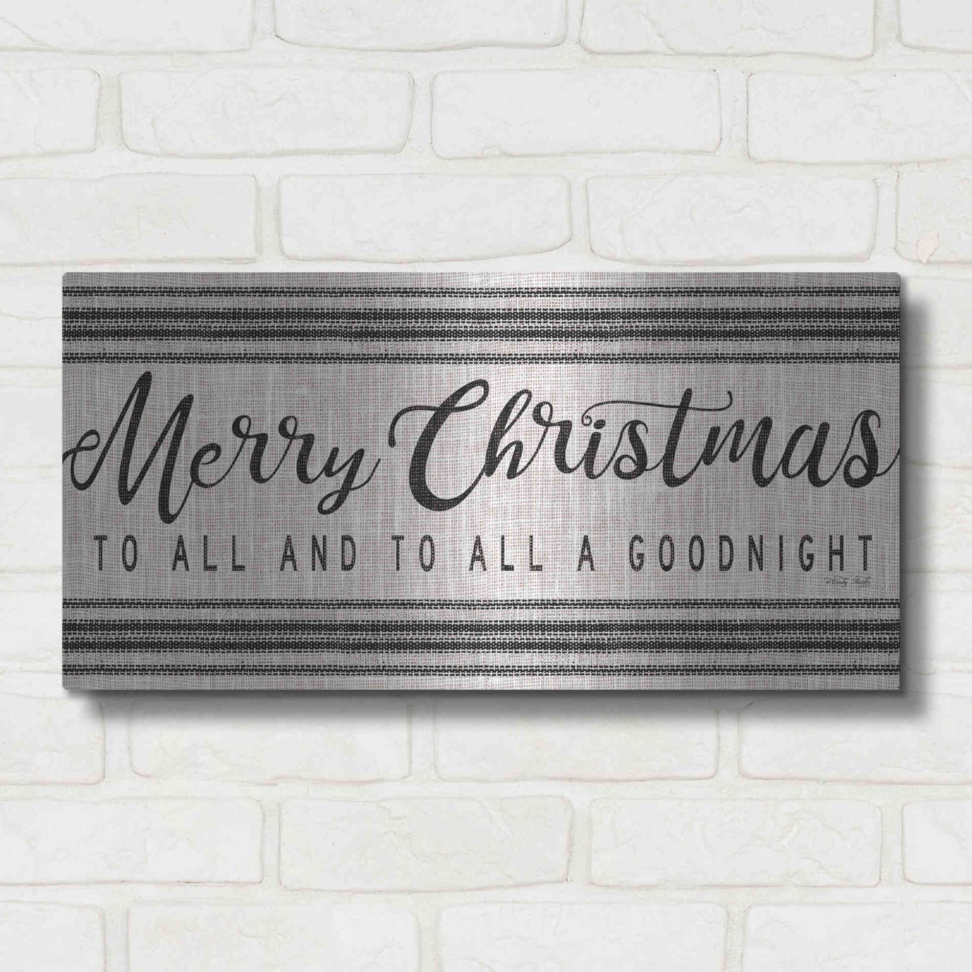 Luxe Metal Art 'Merry Christmas to All' by Cindy Jacobs, Metal Wall Art,24x12