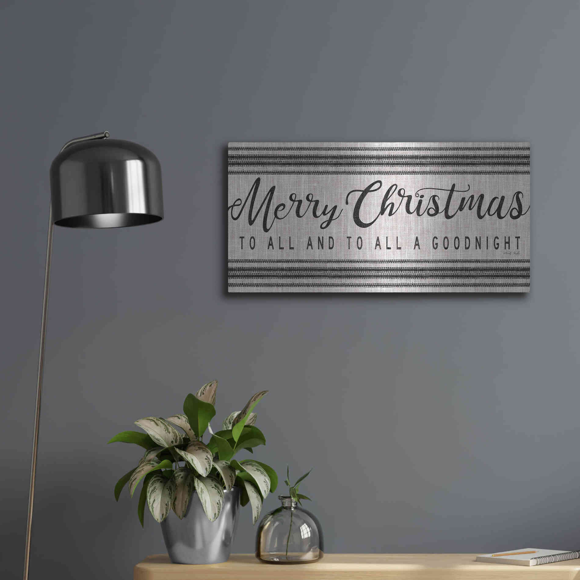 Luxe Metal Art 'Merry Christmas to All' by Cindy Jacobs, Metal Wall Art,24x12