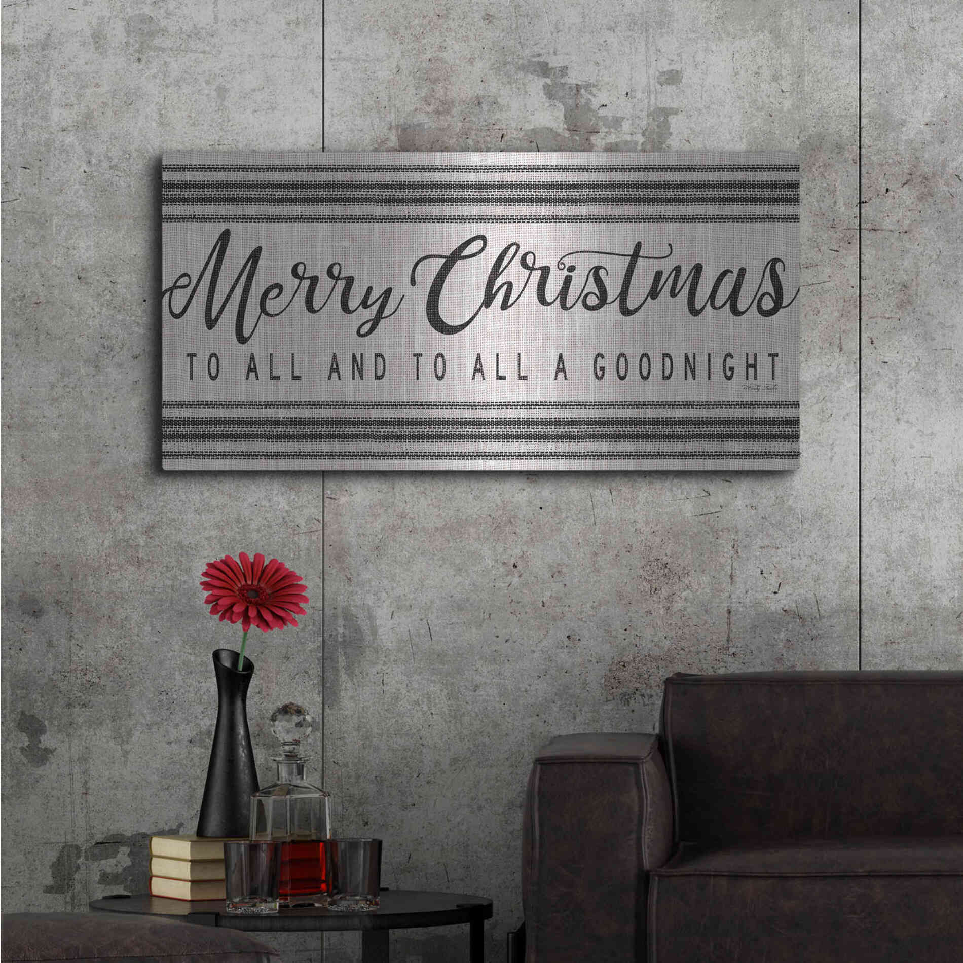 Luxe Metal Art 'Merry Christmas to All' by Cindy Jacobs, Metal Wall Art,48x24
