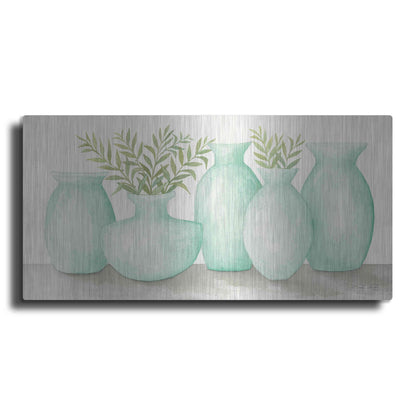Luxe Metal Art 'Mint Vases' by Cindy Jacobs, Metal Wall Art