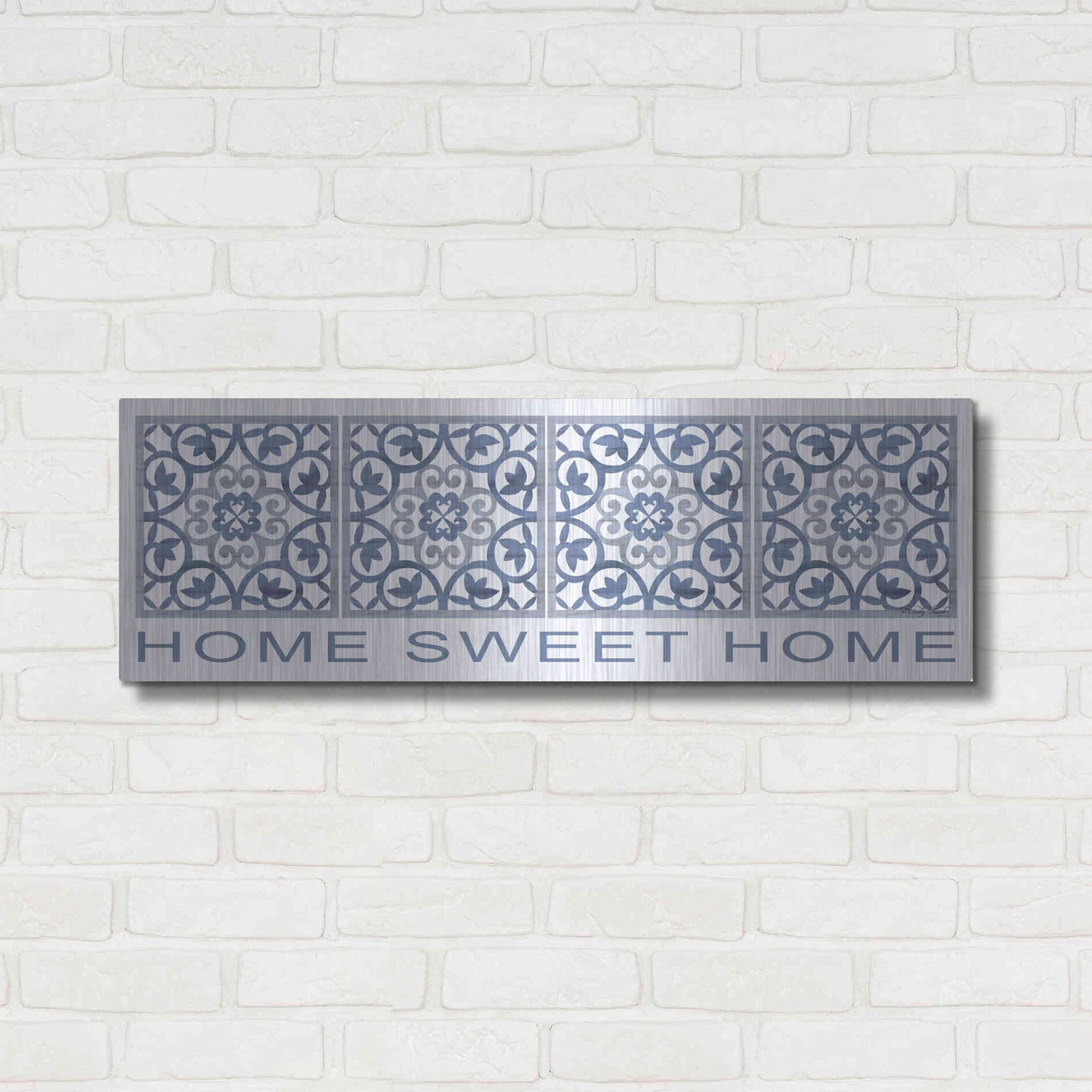 Luxe Metal Art 'Home Sweet Home Pattern' by Cindy Jacobs, Metal Wall Art,36x12