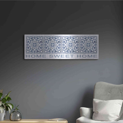 Luxe Metal Art 'Home Sweet Home Pattern' by Cindy Jacobs, Metal Wall Art,36x12