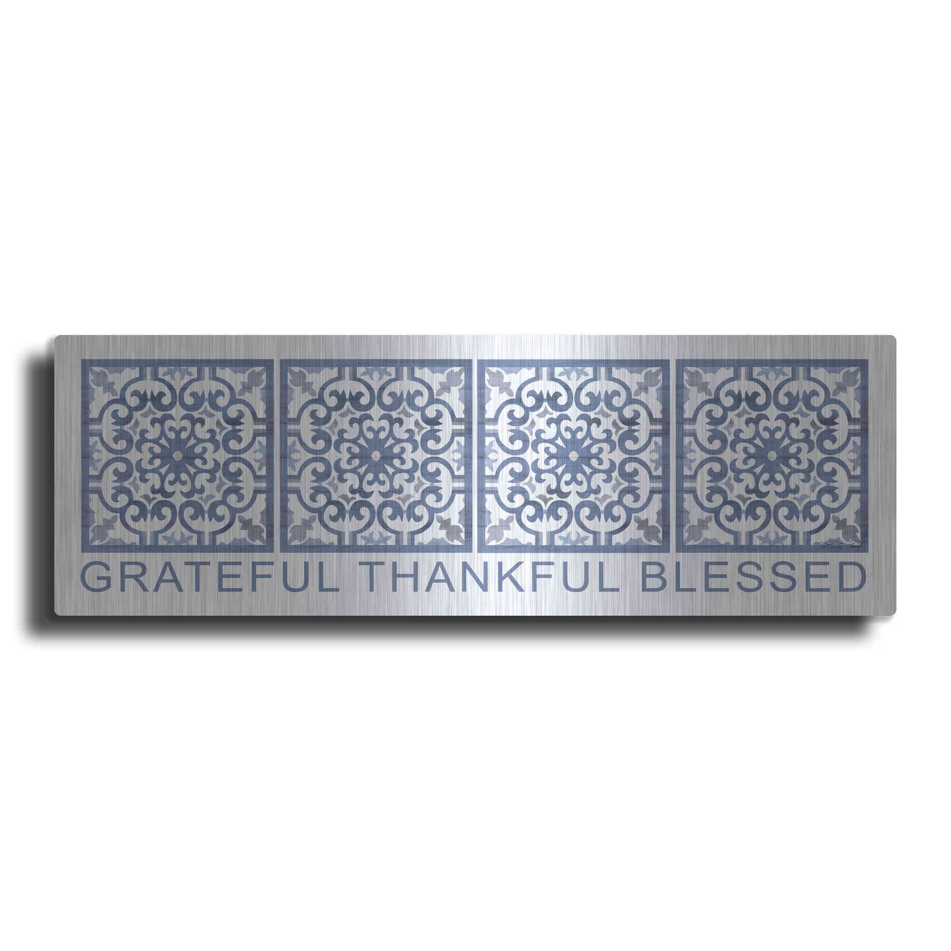 Luxe Metal Art 'Grateful, Thankful, Blessed Pattern' by Cindy Jacobs, Metal Wall Art