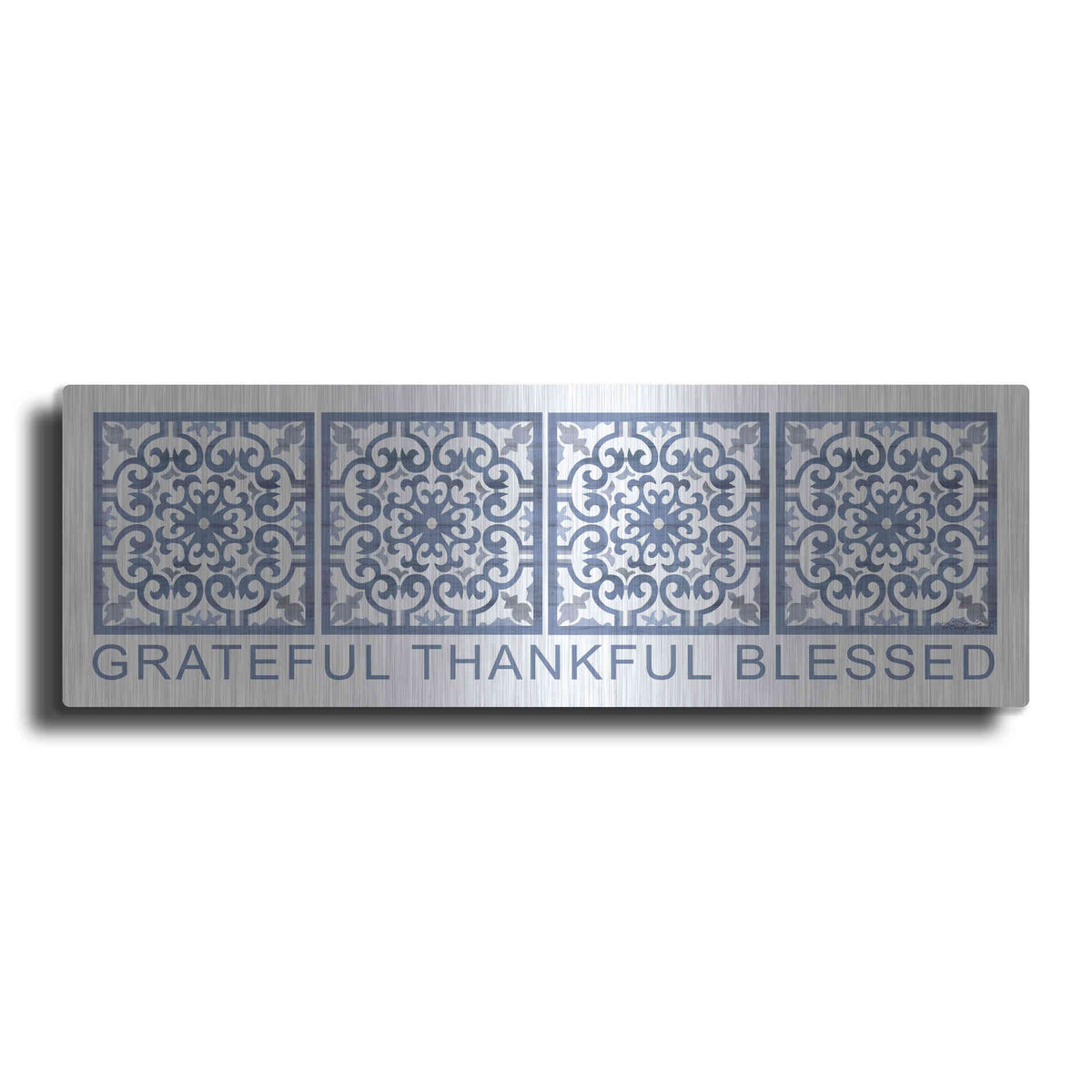 Luxe Metal Art 'Grateful, Thankful, Blessed Pattern' by Cindy Jacobs, Metal Wall Art