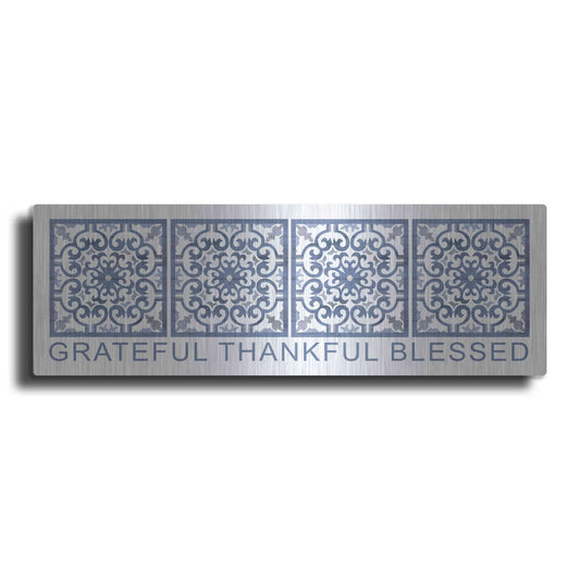 Luxe Metal Art 'Grateful, Thankful, Blessed Pattern' by Cindy Jacobs, Metal Wall Art