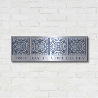 Luxe Metal Art 'Find Joy in Simplicity Pattern' by Cindy Jacobs, Metal Wall Art,36x12