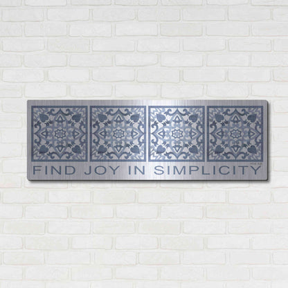 Luxe Metal Art 'Find Joy in Simplicity Pattern' by Cindy Jacobs, Metal Wall Art,48x16