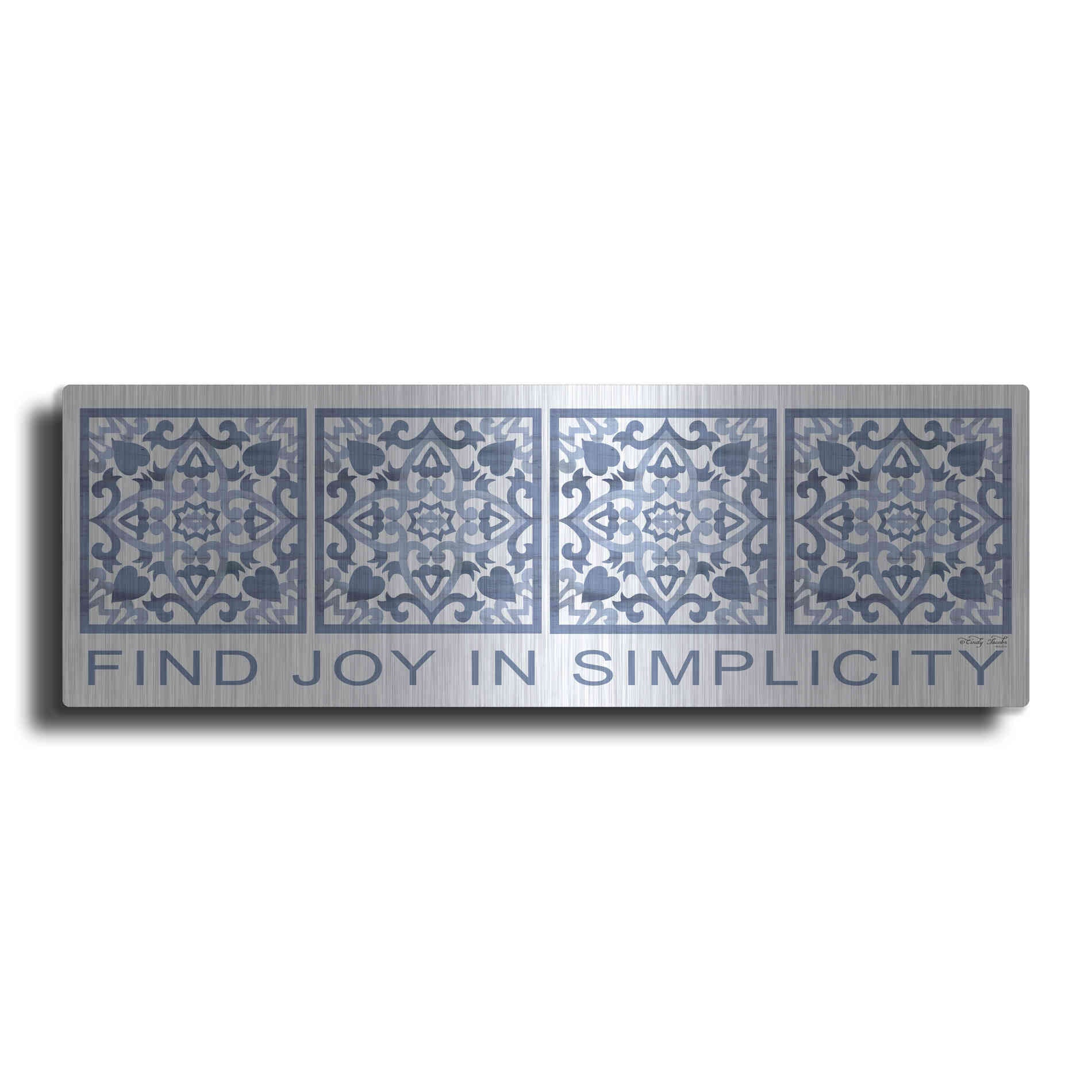 Luxe Metal Art 'Find Joy in Simplicity Pattern' by Cindy Jacobs, Metal Wall Art
