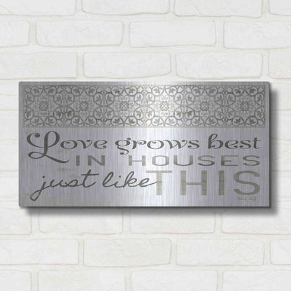 Luxe Metal Art 'Love Grows Best' by Cindy Jacobs, Metal Wall Art,24x12