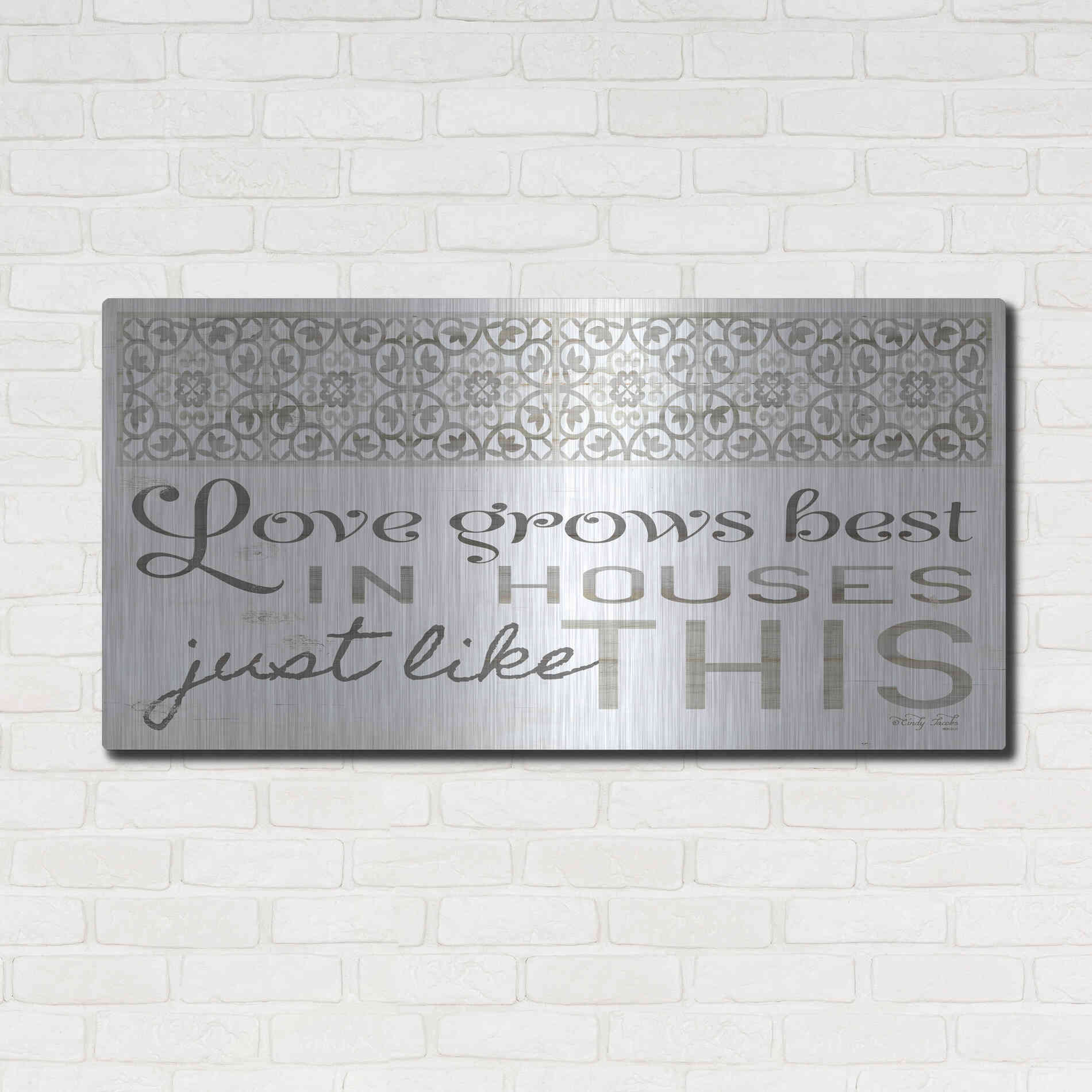 Luxe Metal Art 'Love Grows Best' by Cindy Jacobs, Metal Wall Art,48x24
