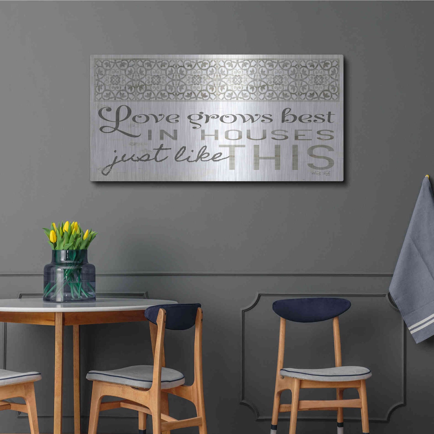 Luxe Metal Art 'Love Grows Best' by Cindy Jacobs, Metal Wall Art,48x24