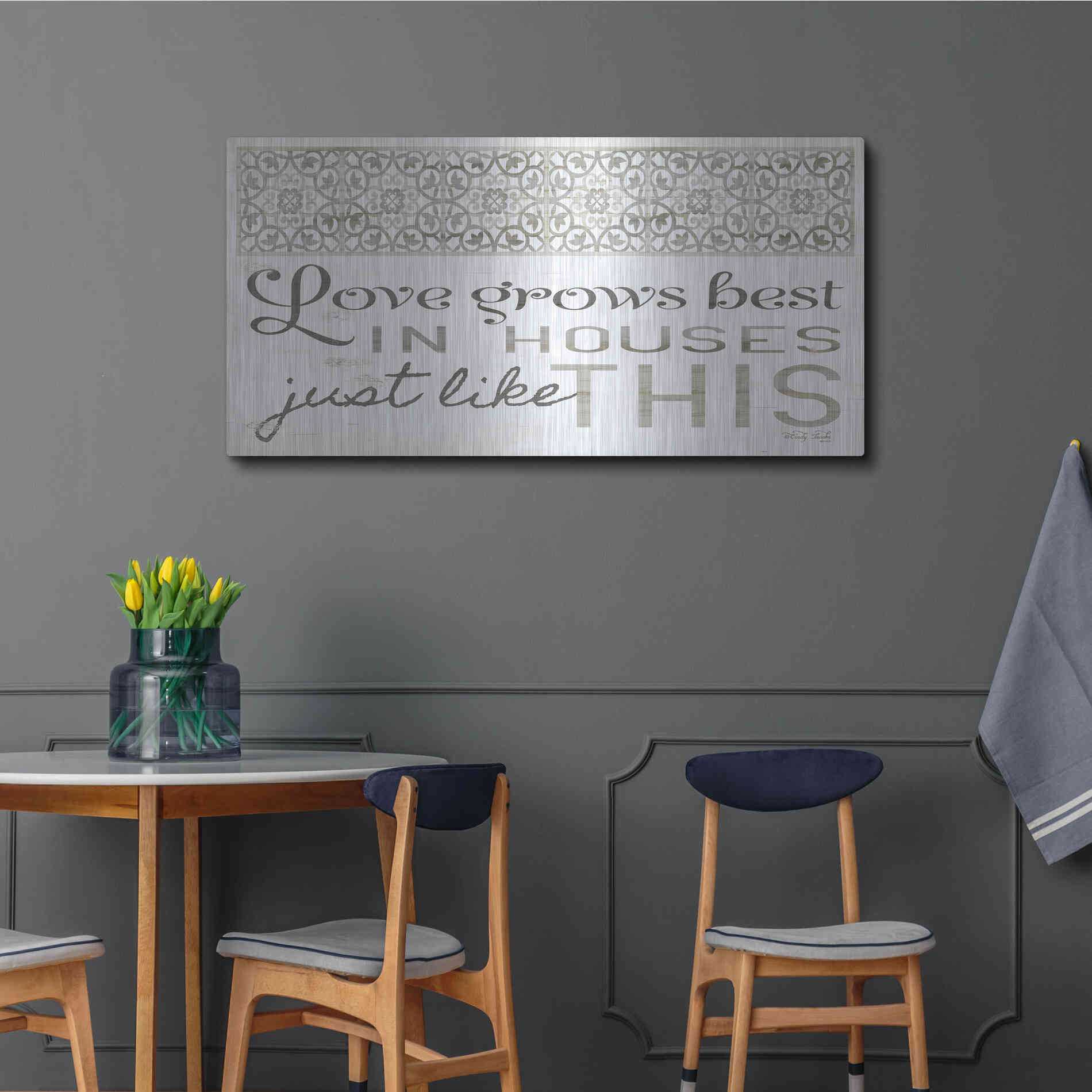 Luxe Metal Art 'Love Grows Best' by Cindy Jacobs, Metal Wall Art,48x24