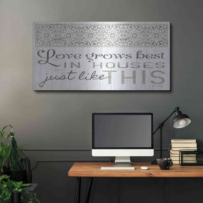 Luxe Metal Art 'Love Grows Best' by Cindy Jacobs, Metal Wall Art,48x24