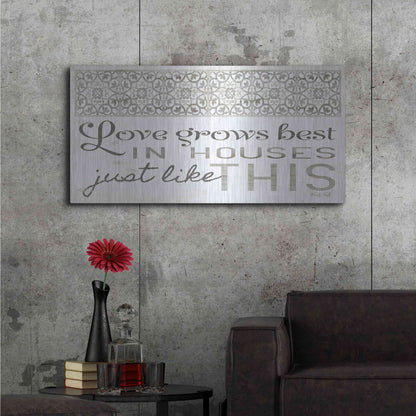 Luxe Metal Art 'Love Grows Best' by Cindy Jacobs, Metal Wall Art,48x24