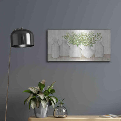 Luxe Metal Art 'Simplicity in White II' by Cindy Jacobs, Metal Wall Art,24x12