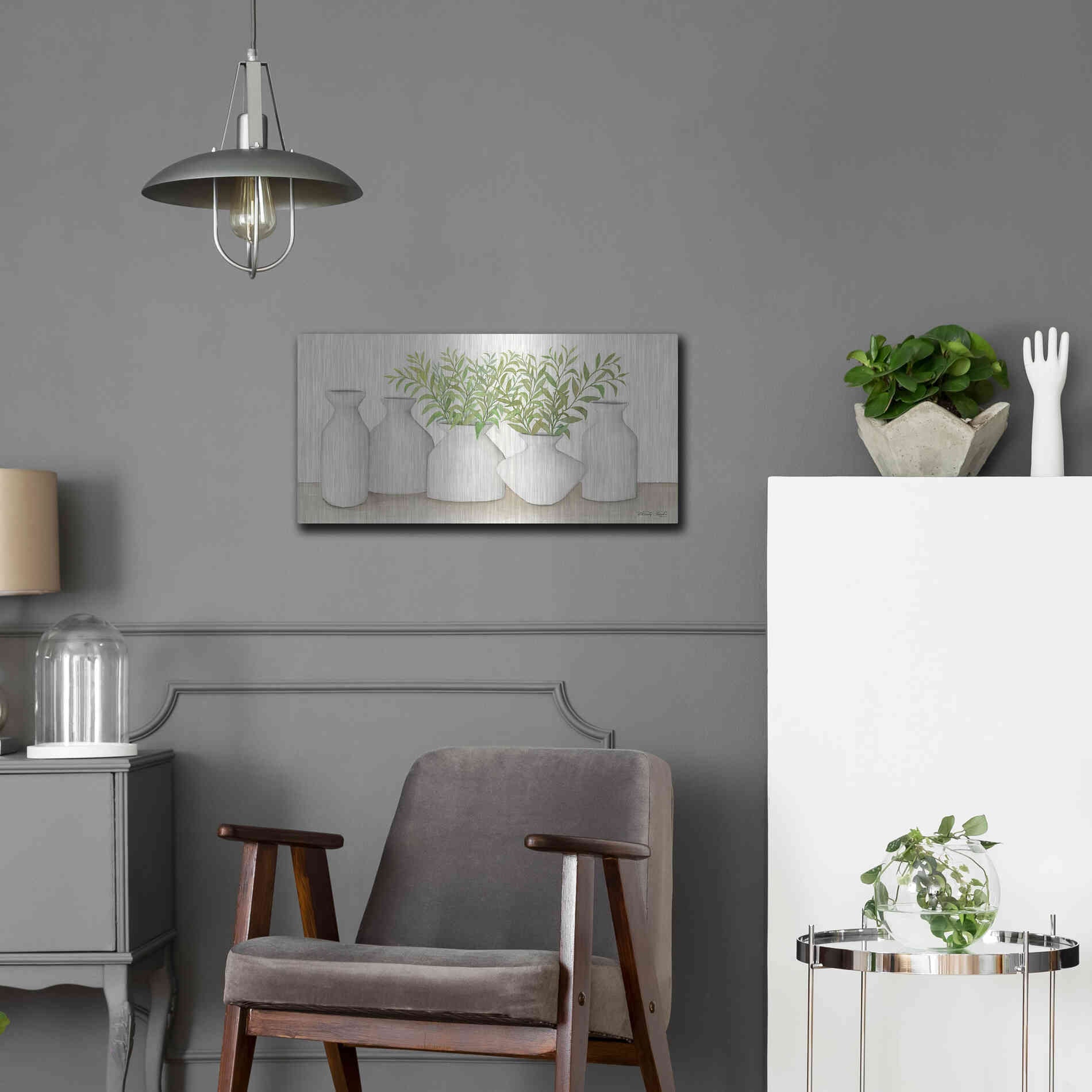 Luxe Metal Art 'Simplicity in White II' by Cindy Jacobs, Metal Wall Art,24x12