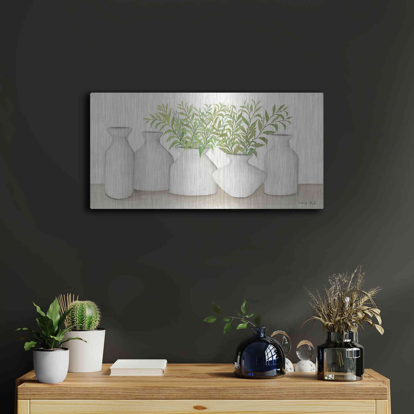 Luxe Metal Art 'Simplicity in White II' by Cindy Jacobs, Metal Wall Art,24x12