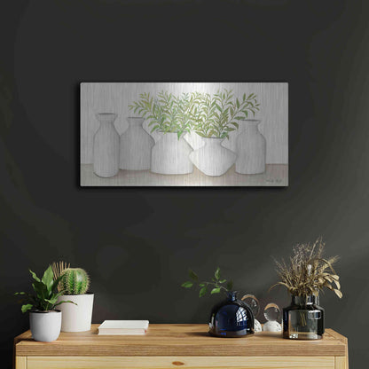 Luxe Metal Art 'Simplicity in White II' by Cindy Jacobs, Metal Wall Art,24x12