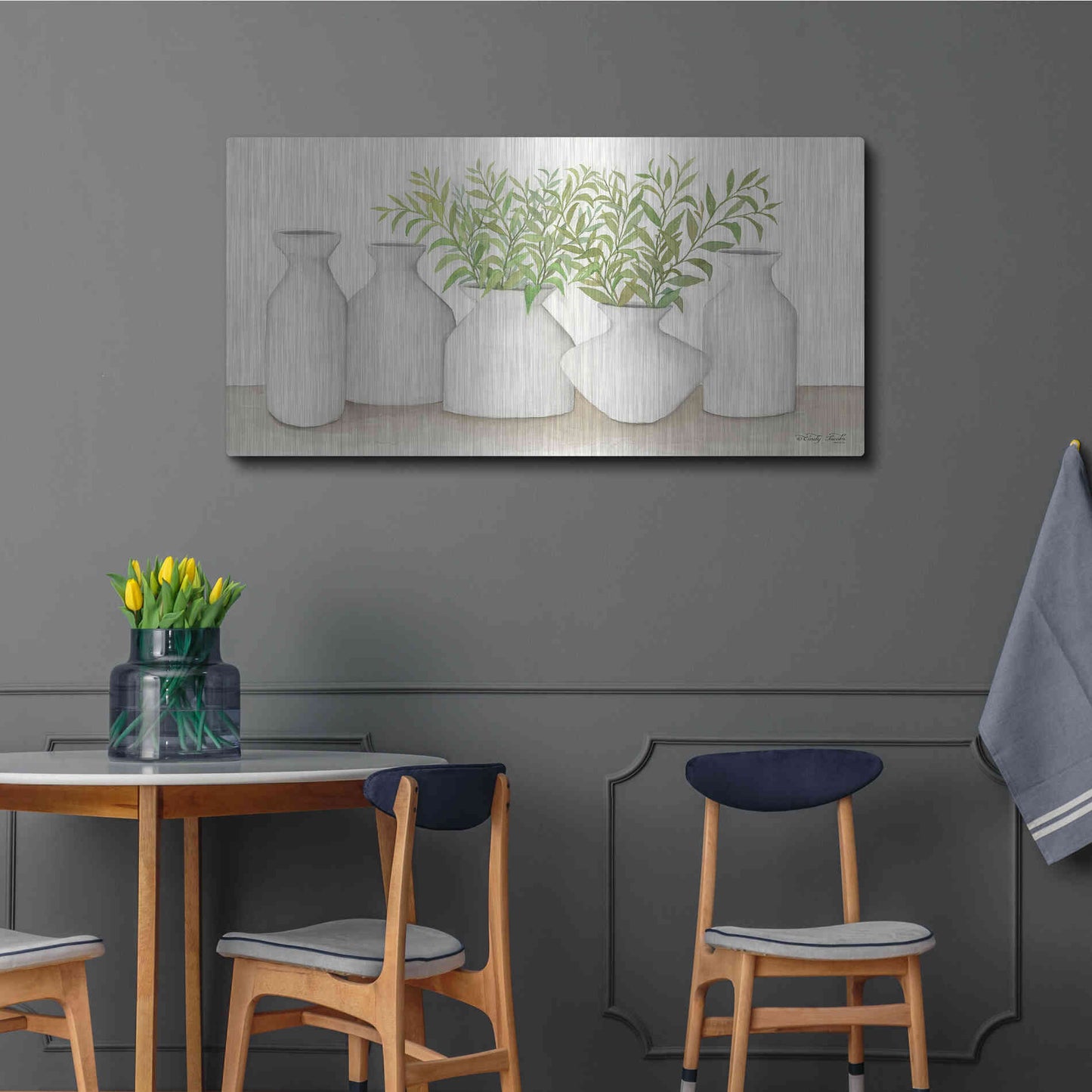 Luxe Metal Art 'Simplicity in White II' by Cindy Jacobs, Metal Wall Art,48x24