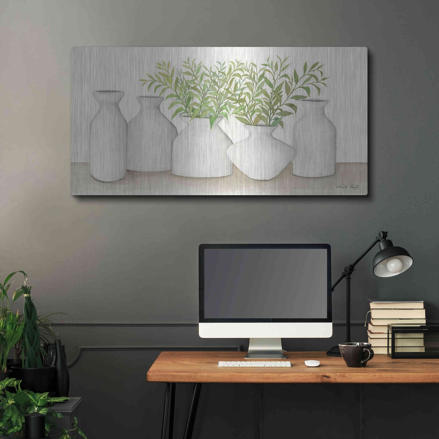 Luxe Metal Art 'Simplicity in White II' by Cindy Jacobs, Metal Wall Art,48x24