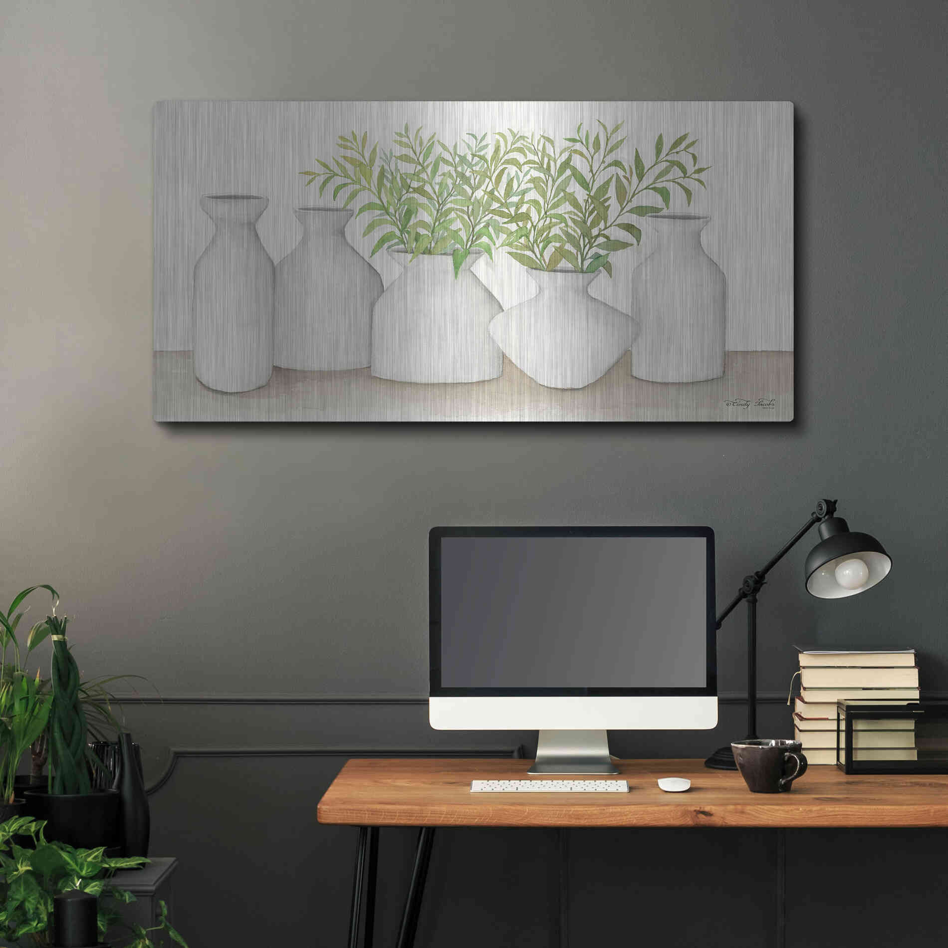 Luxe Metal Art 'Simplicity in White II' by Cindy Jacobs, Metal Wall Art,48x24