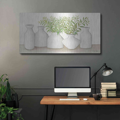 Luxe Metal Art 'Simplicity in White II' by Cindy Jacobs, Metal Wall Art,48x24