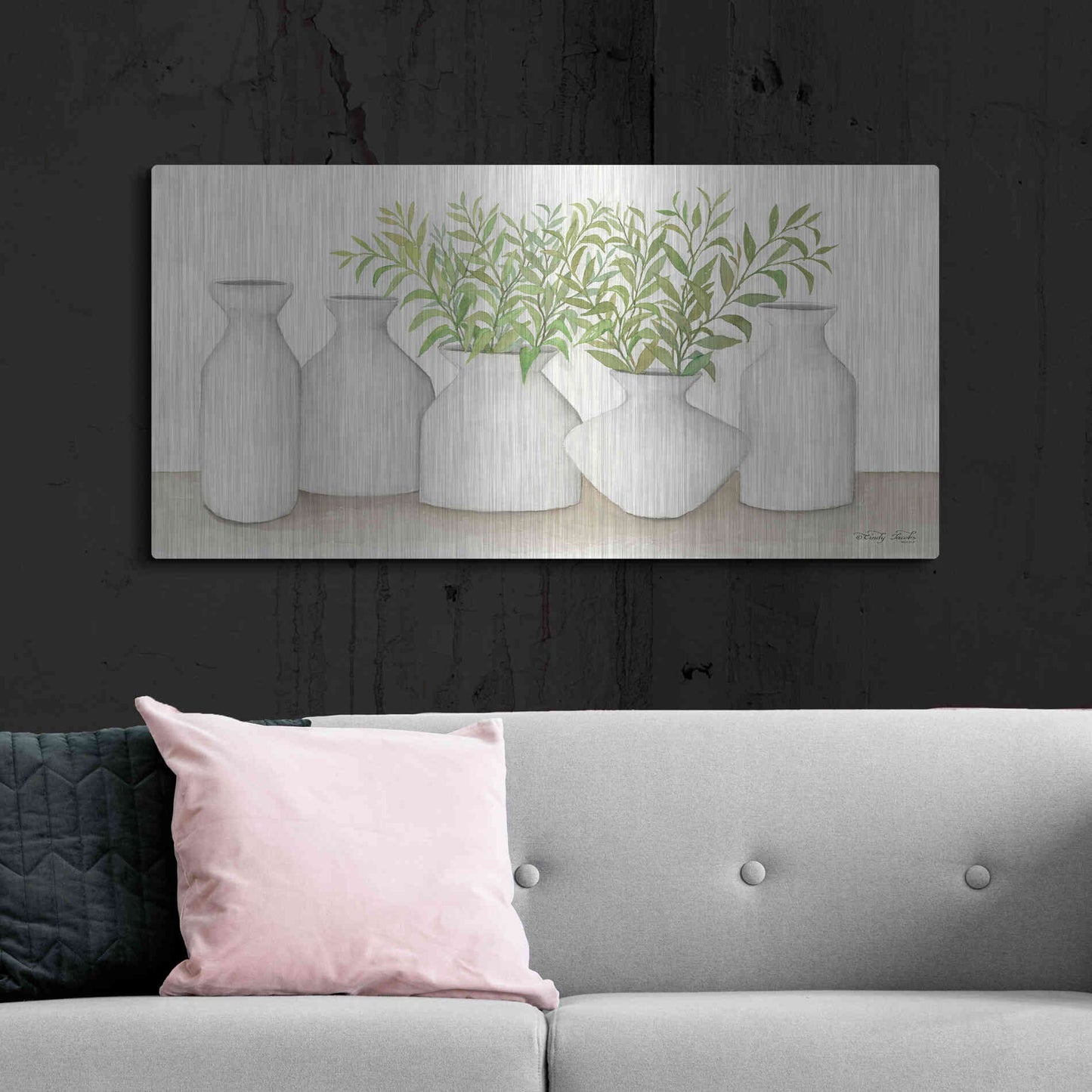 Luxe Metal Art 'Simplicity in White II' by Cindy Jacobs, Metal Wall Art,48x24