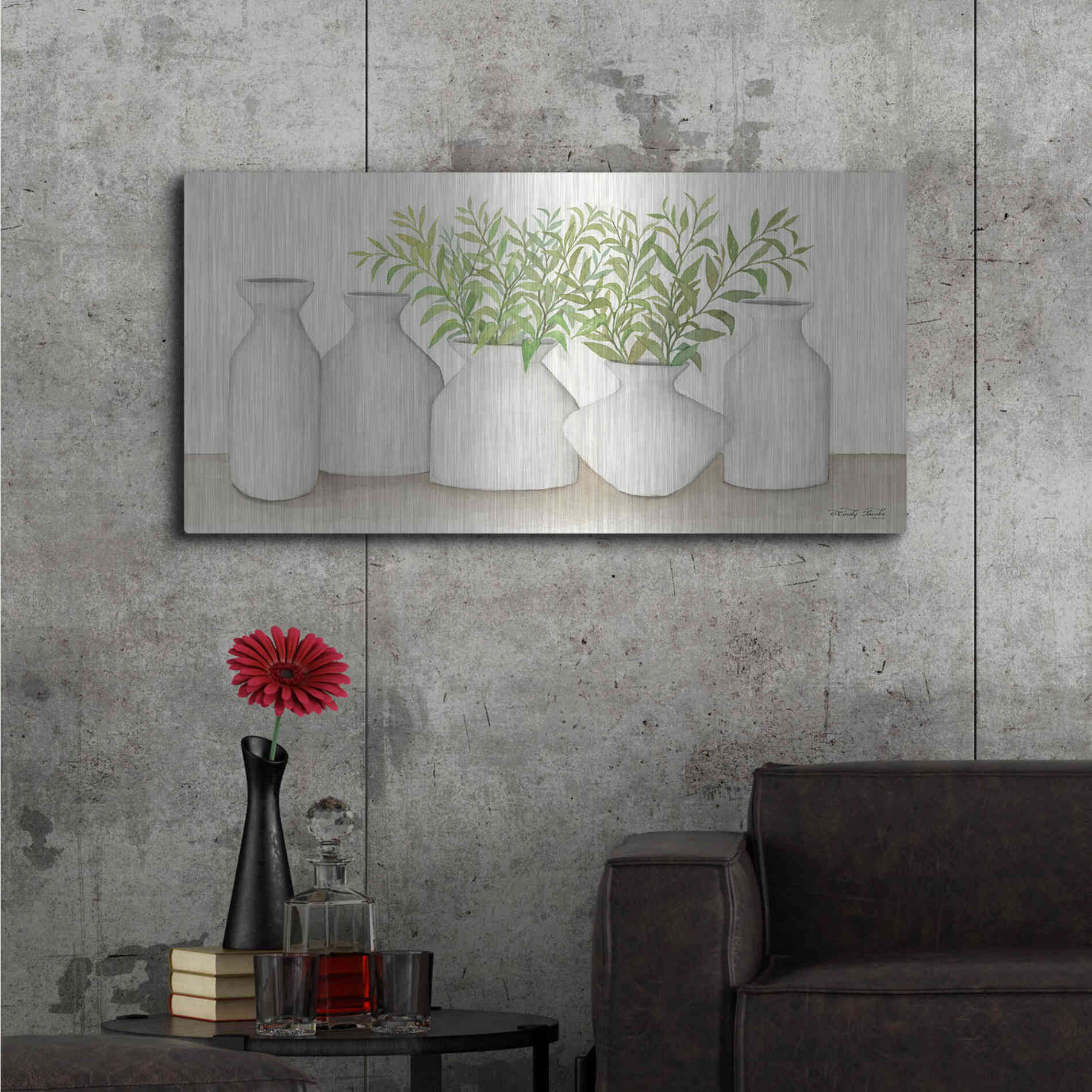 Luxe Metal Art 'Simplicity in White II' by Cindy Jacobs, Metal Wall Art,48x24
