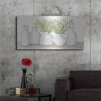 Luxe Metal Art 'Simplicity in White II' by Cindy Jacobs, Metal Wall Art,48x24