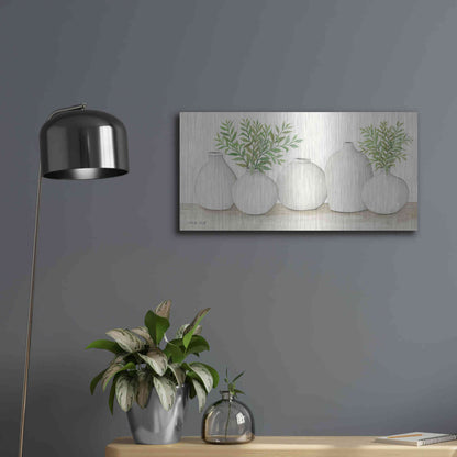 Luxe Metal Art 'Simplicity in White I' by Cindy Jacobs, Metal Wall Art,24x12