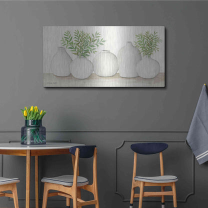 Luxe Metal Art 'Simplicity in White I' by Cindy Jacobs, Metal Wall Art,48x24