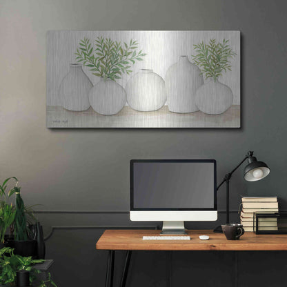 Luxe Metal Art 'Simplicity in White I' by Cindy Jacobs, Metal Wall Art,48x24