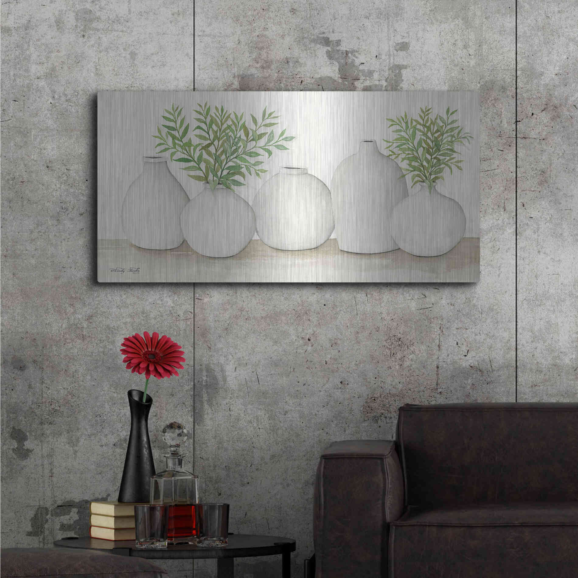 Luxe Metal Art 'Simplicity in White I' by Cindy Jacobs, Metal Wall Art,48x24