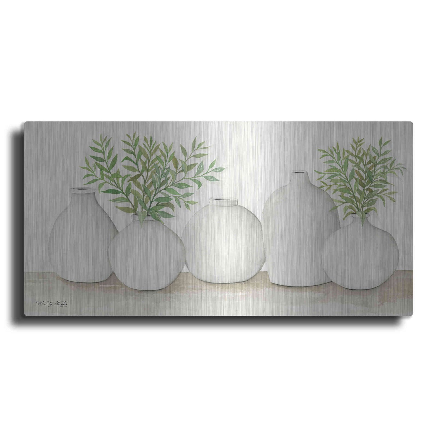 Luxe Metal Art 'Simplicity in White I' by Cindy Jacobs, Metal Wall Art