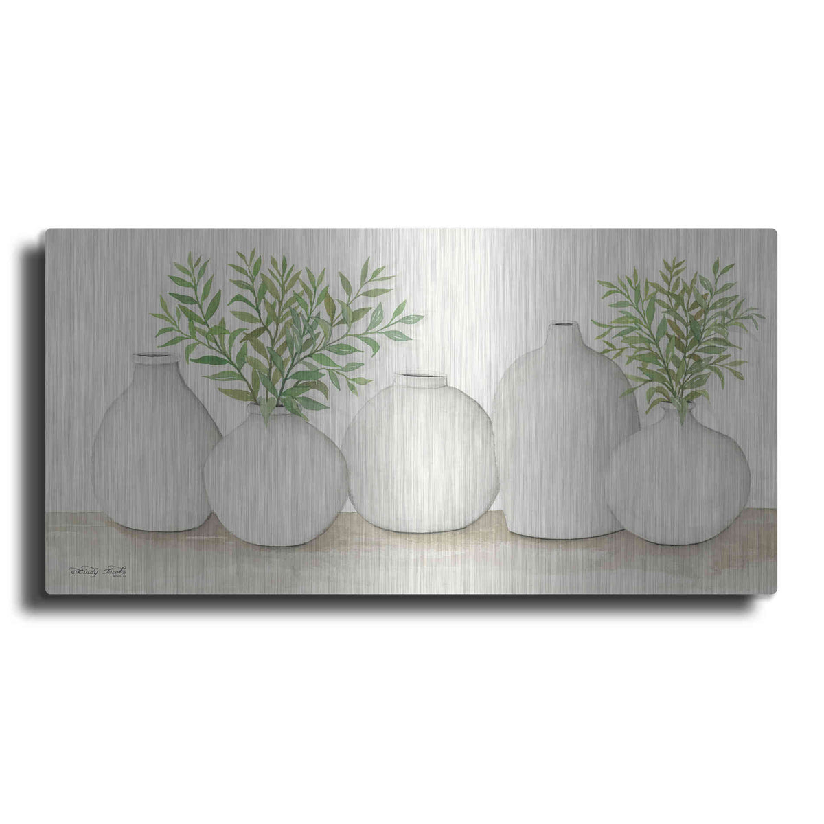Luxe Metal Art 'Simplicity in White I' by Cindy Jacobs, Metal Wall Art