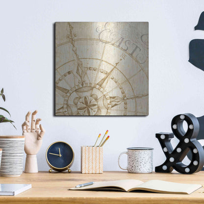 Luxe Metal Art 'Coast to Coast Sepia III' by Daphne Brissonet, Metal Wall Art,12x12