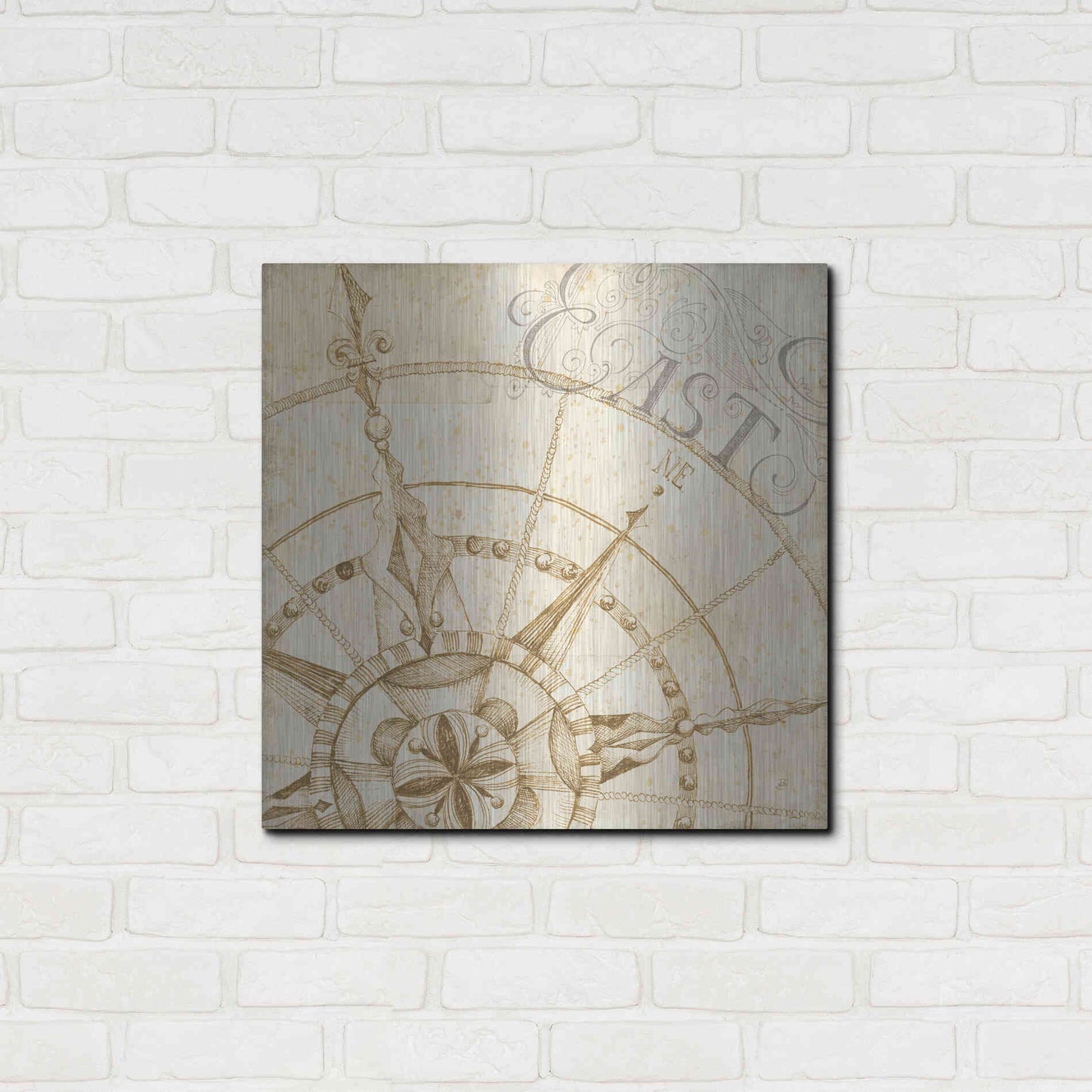 Luxe Metal Art 'Coast to Coast Sepia III' by Daphne Brissonet, Metal Wall Art,24x24