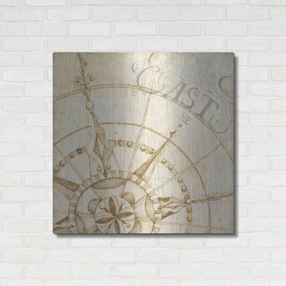 Luxe Metal Art 'Coast to Coast Sepia III' by Daphne Brissonet, Metal Wall Art,36x36