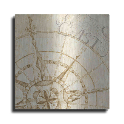 Luxe Metal Art 'Coast to Coast Sepia III' by Daphne Brissonet, Metal Wall Art