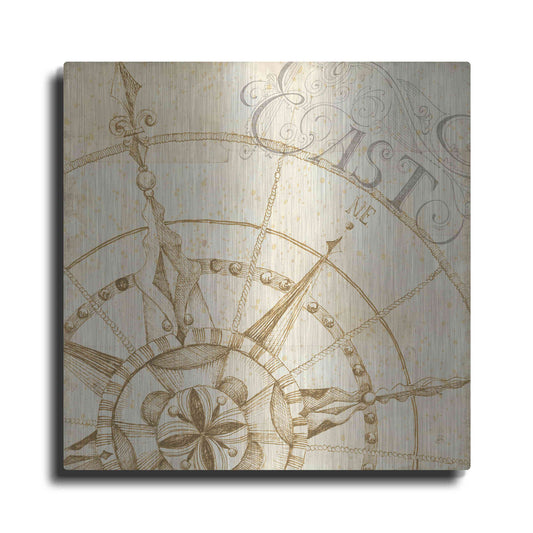 Luxe Metal Art 'Coast to Coast Sepia III' by Daphne Brissonet, Metal Wall Art