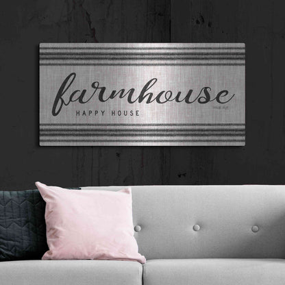 Luxe Metal Art 'Farmhouse Happy House' by Cindy Jacobs, Metal Wall Art,48x24