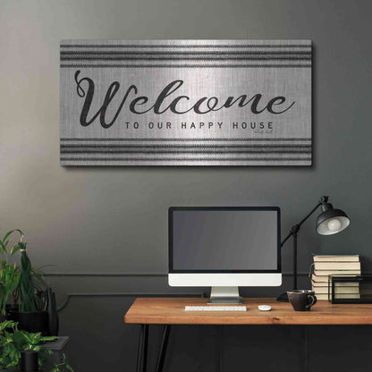 Luxe Metal Art 'Welcome to Our Happy Place' by Cindy Jacobs, Metal Wall Art,48x24