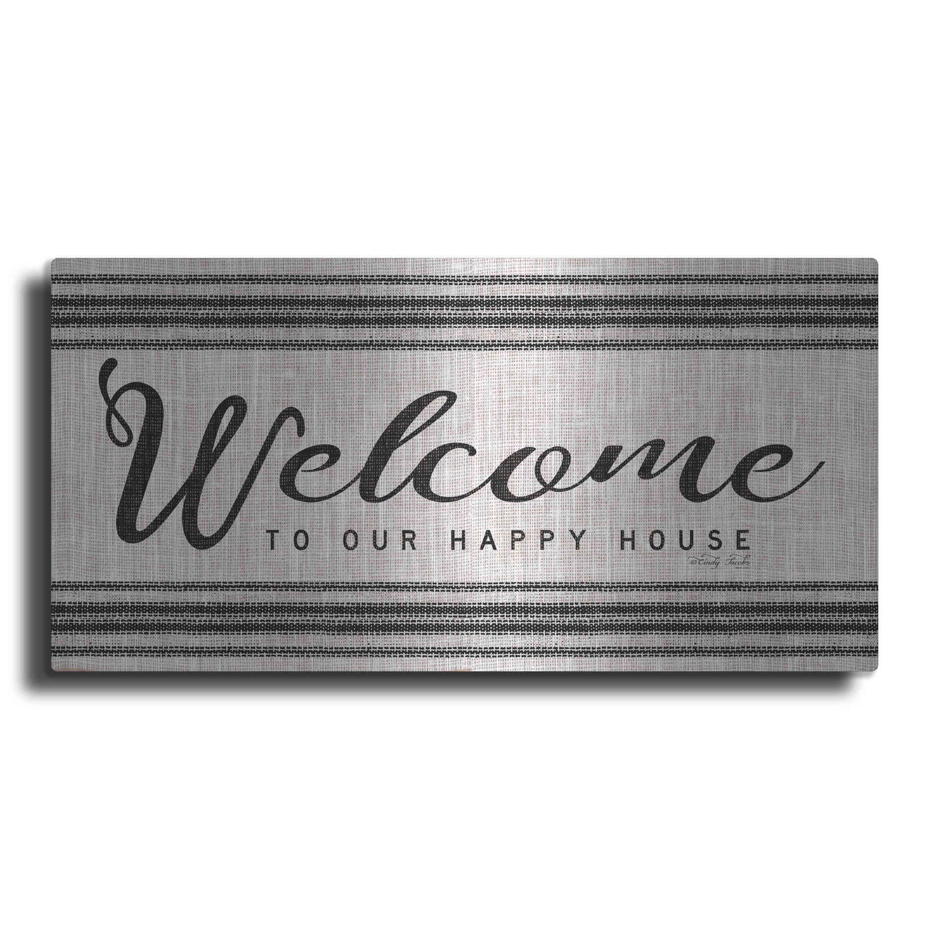 Luxe Metal Art 'Welcome to Our Happy Place' by Cindy Jacobs, Metal Wall Art