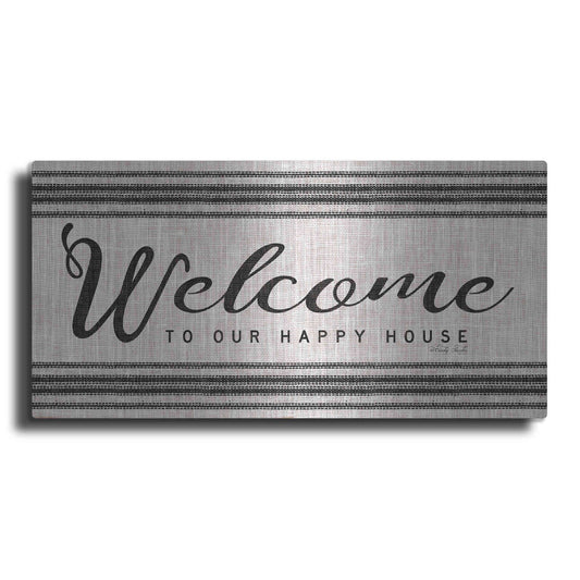 Luxe Metal Art 'Welcome to Our Happy Place' by Cindy Jacobs, Metal Wall Art