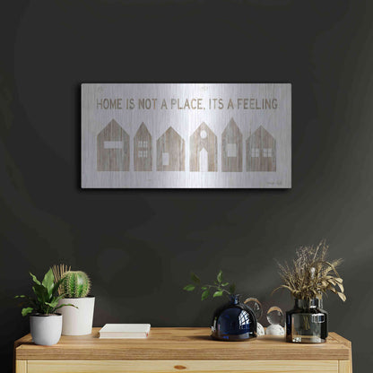 Luxe Metal Art 'Home is Not a Place' by Cindy Jacobs, Metal Wall Art,24x12