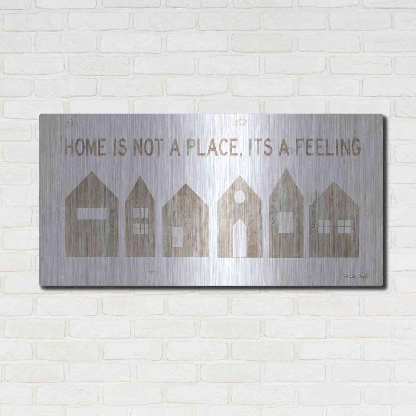 Luxe Metal Art 'Home is Not a Place' by Cindy Jacobs, Metal Wall Art,48x24